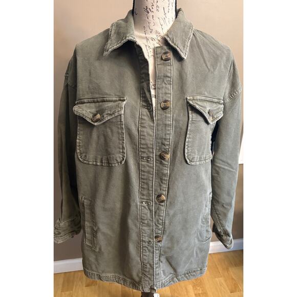 Aerie LumberJane Army Jacket Womens SMALL Olive Green Oversized - Picture 2 of 9
